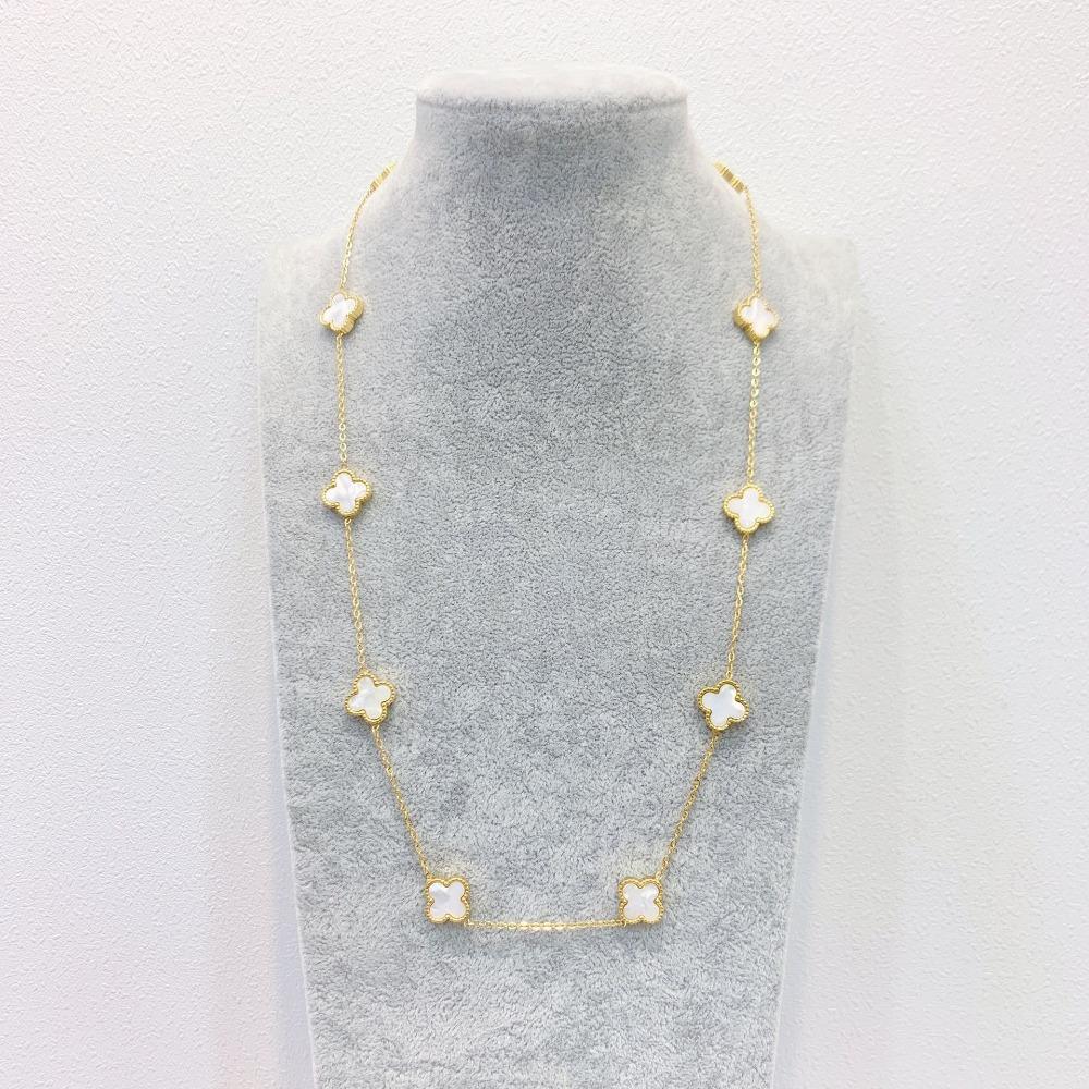 

Titanium Steel 10 Flowers Four-Leaf Clover Necklace High-Grade Luxury Ladies Collarbone Chain Jewelry белый