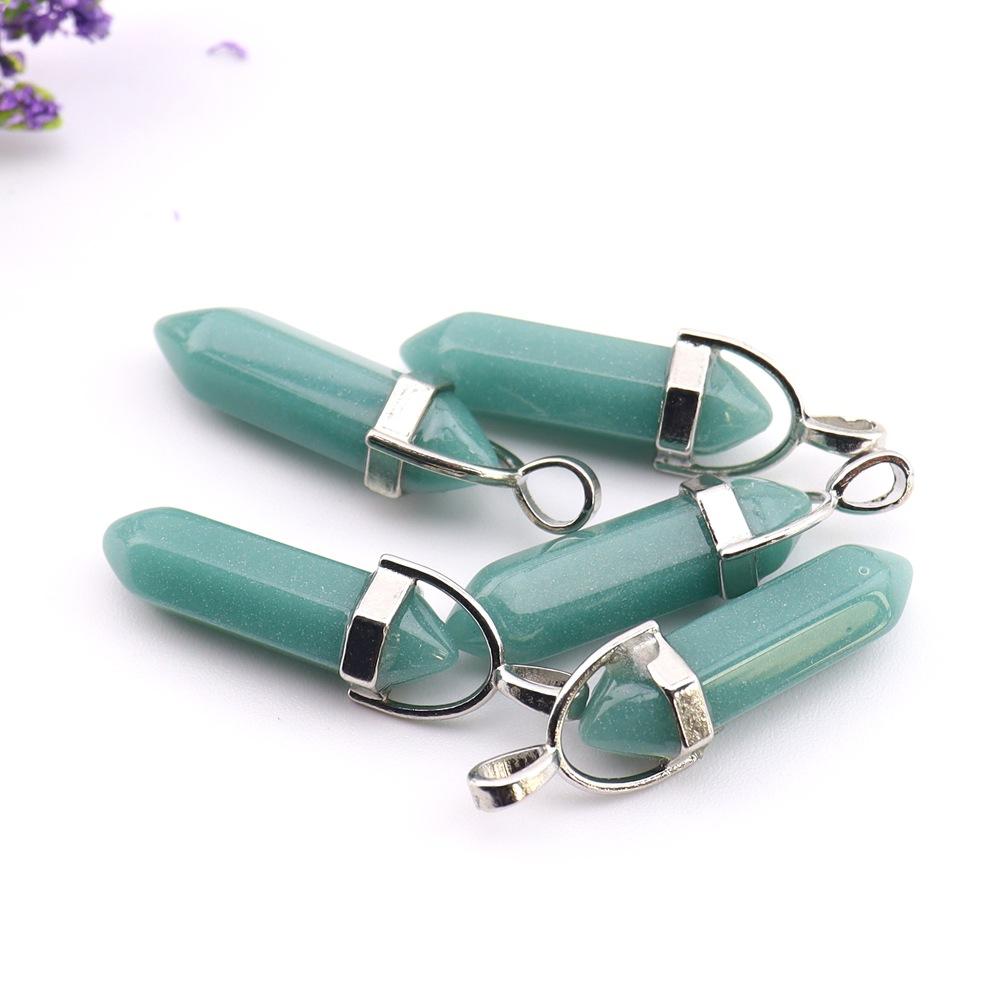 Crystal Hexagonal Column Pendant Popular Hexagonal Prism Bullet Luminous Stone Necklace N759