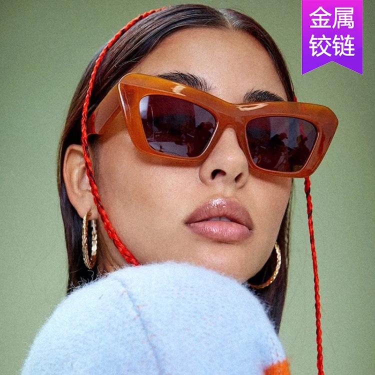 European and American personality triangular cat eye new sunglasses trendy ins Internet celebrity retro concave hip hop ink