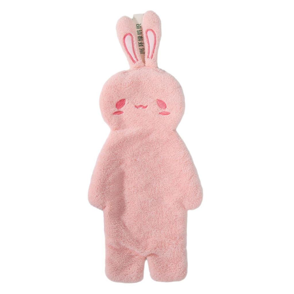 Mengmeng Rabbit Water-absorbing Quick-drying Coral Fleece Hand Towel Hangable Kitchen Children's Cute Cartoon Hand Towel