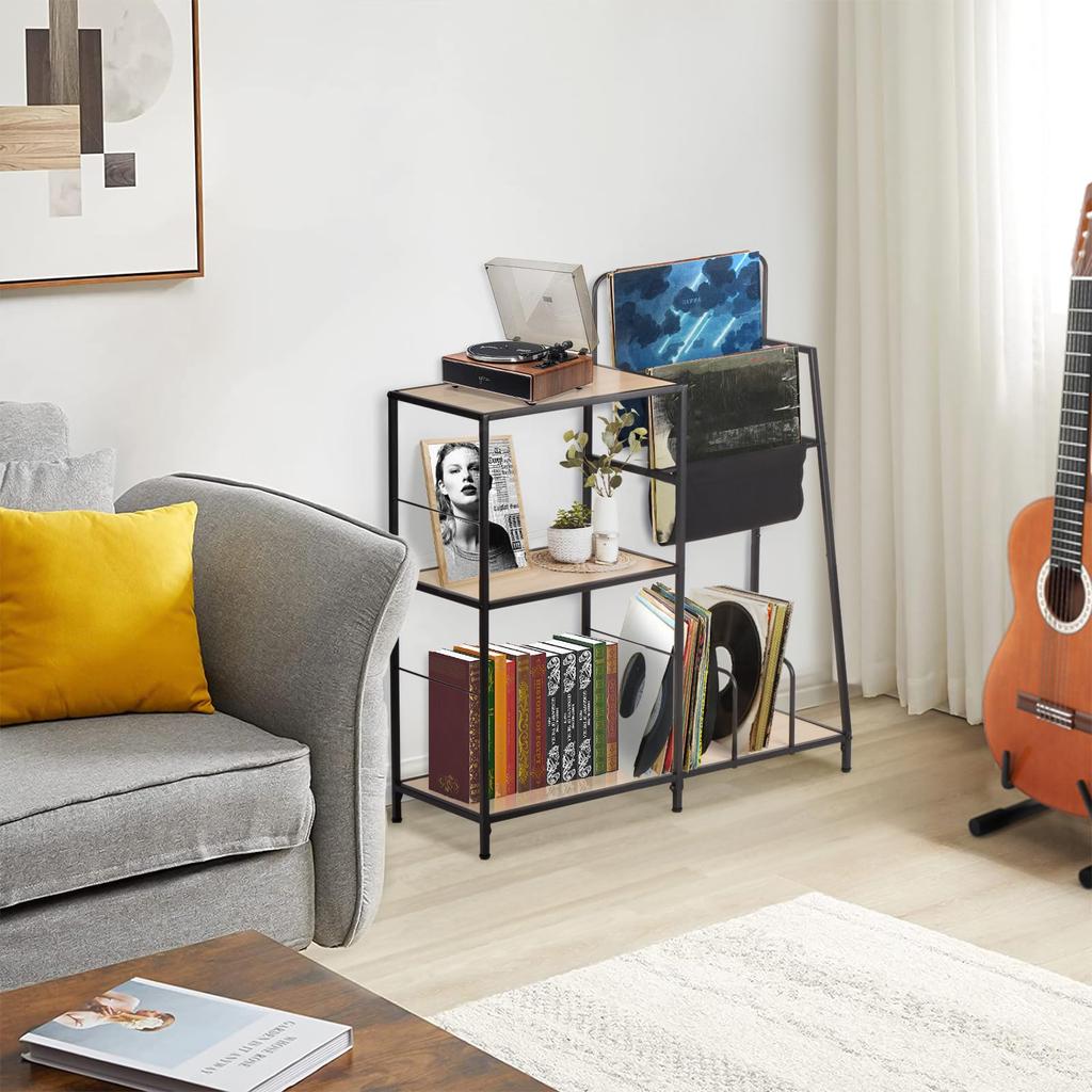 fusehome Open Shelf Storage Rack Record Rack Media Rack Bookshelf Rack Shelf Stylish Large Capacity Accessory Storage Shelf Open Rack Magazine Rack 3