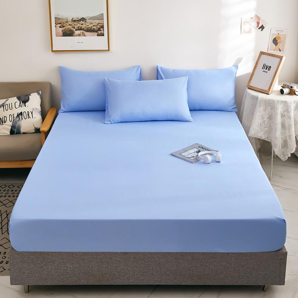 Summer Washed Cotton Fitted Sheet Set, All-around Wrap Mattress Cover, Baby Friendly Single Bed Sheet Mattress Protector