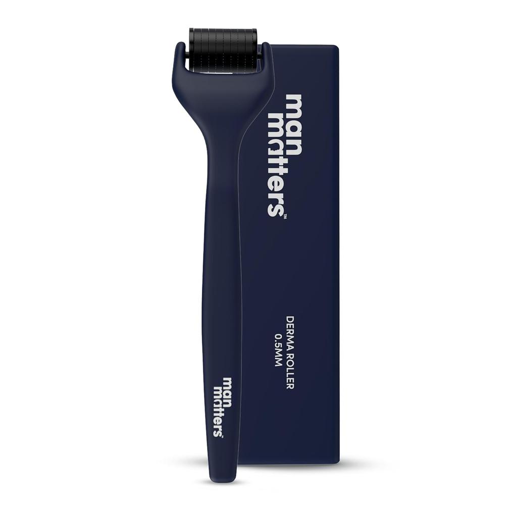 Man Matters Advanced Derma Roller 0,5 mm Titan-Nadeln zur Stimulierung des Bart- und Haarwuchses, Sicher und Einfach zu Bedienen