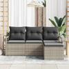 4 Piece Sofa Set Light Grey Poly Rattan