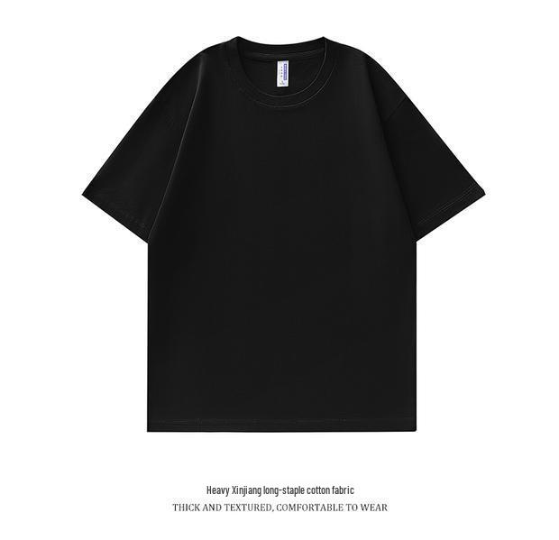 280G Heavy Cotton Short-Sleeve Dropped Shoulder Solid Color T-Shirt for Couples