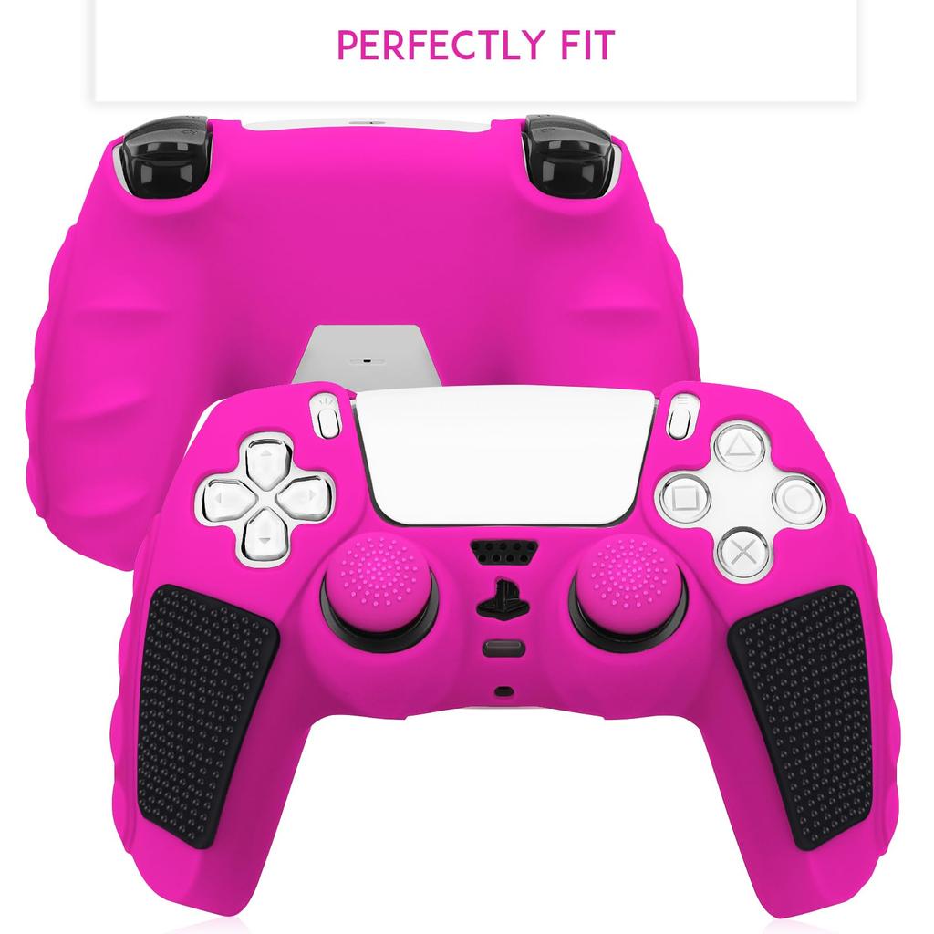 For Sony PlayStation 5 Controller Silicone Case with 8 Joy-Stick Caps Color Matching Protective Cover