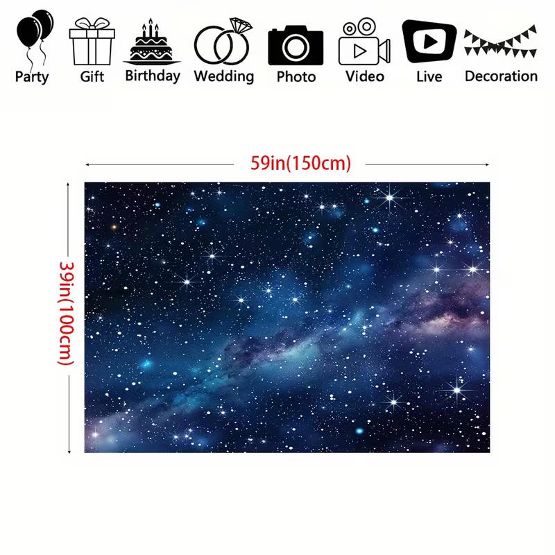 2D Starry Blue Galaxy Tapestry Nebula Print Wall Hanging Backdrop for Bedroom