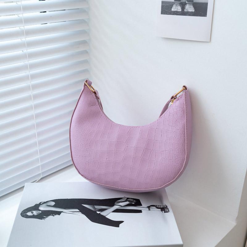 

Stylish Women s Simple Shoulder Bag With Stone Pattern For Casual Fashion Lovers In Black White Green And Purple фіолетовий