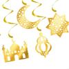 Moon Lanterns Hanging Eid Mubarak Bunting Banners,Ramadans Mubarak Decors M68E