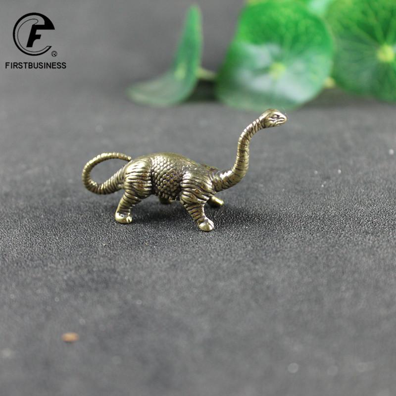 Massives Messing Jura Dinosaurier Kleine Statue Büro Schreibtisch Ornamente Tee Haustier Handwerk Tierfiguren Miniaturen Kinderspielzeug Geschenk