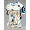 Men's Trendy Casual Sports T-Shirt, Color Collision Splicing Number 7 Printed Design, Thin Breathable, Machine Washable Short Sleeve Top