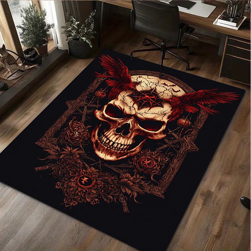 1Pc Skull Rug - Home Carpet Office Decorative Carpet For Living Room Bedroom Door Mat Floor Rug Computer Chair Area Rug