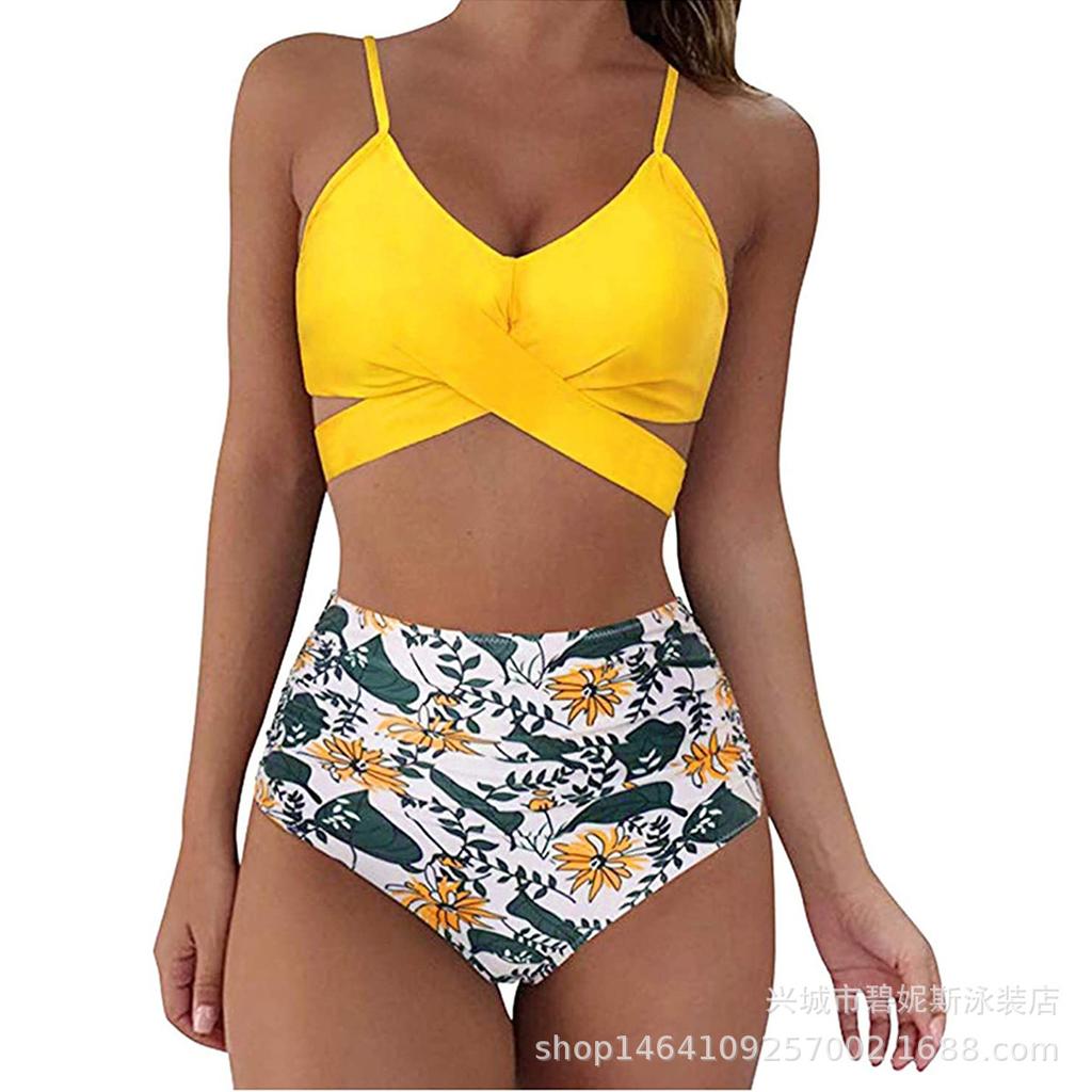 High Waist Leopard Cross Design Sexy Two Piece Bikini Swimsuit Trendy For Beach Holiday