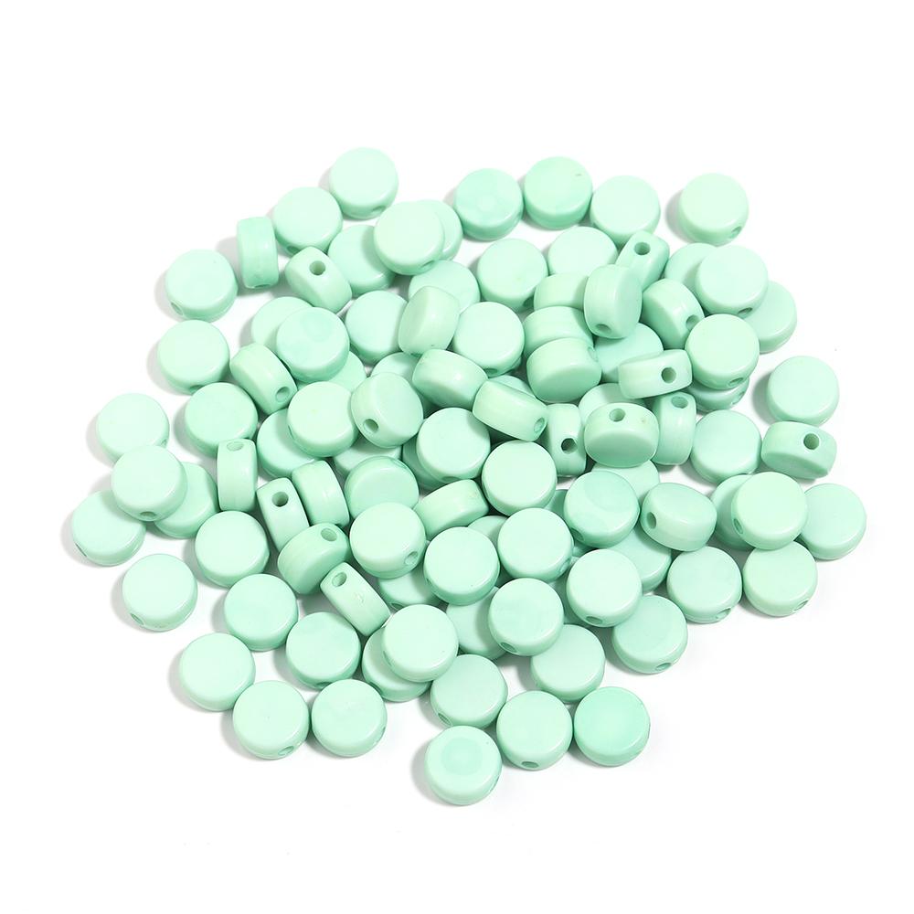 

100PCS/Lot Colorful Acrylic Beads for Jewelry Making Flat Round Loose Spacer Beads DIY Bracelet Necklace Children Beads Wholesal світло-зелений колір