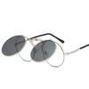New Vintage Steampunk Sunglasses Round Steam Punk Metal Women Coating Sunglasses Men Retro Circle Sun Glasses Flap sunglasses