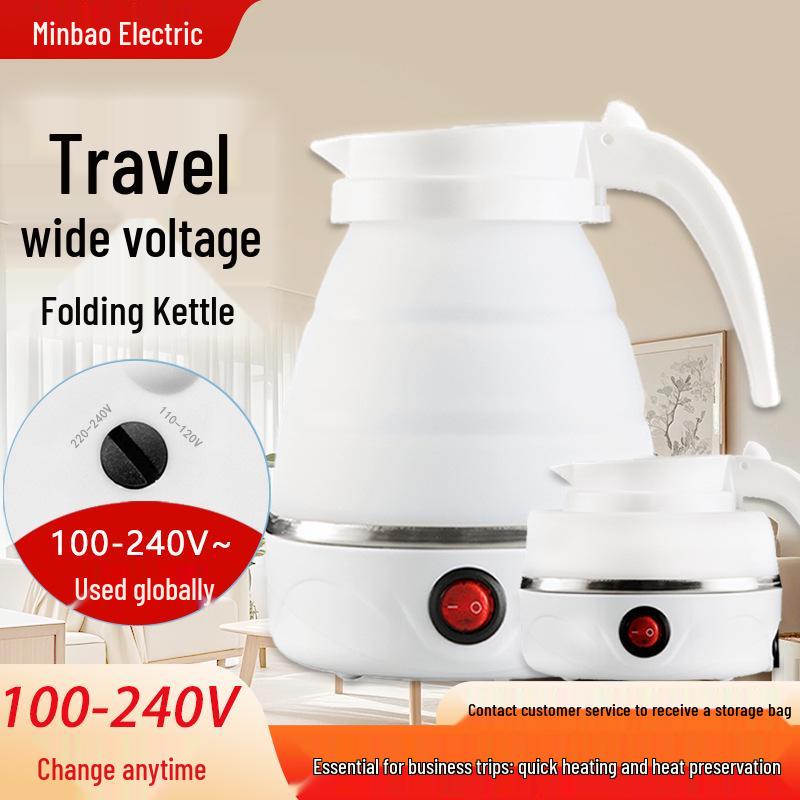 

Foldable Travel Electric Kettle, Silicone Retractable, 304 Stainless Steel, Portable, Wide Voltage 110V-240V Universal. 100-240V Universal Model білий
