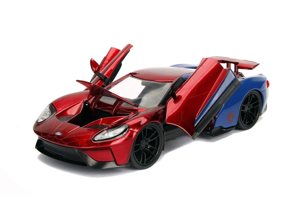 Jada 99725 Hollywood Rides 2017 Ford GT Spider-Man Figure, 124 Scale, Red/Blue