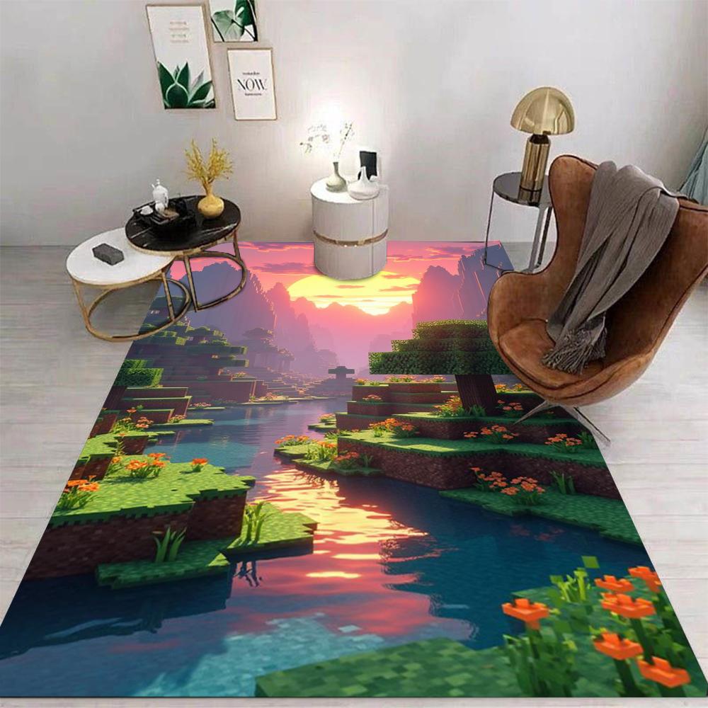 M-MINE Sandbox Games Decor Carpet for Living Room Sofa Coffee Table Bedroom Area Rugs Kitchen Kid Room Nonslip Floor Mats