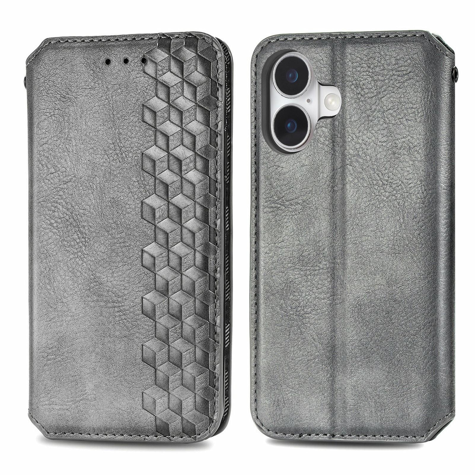 

For iPhone 17 Case Rhombus Imprint PU Leather Wallet Phone Cover