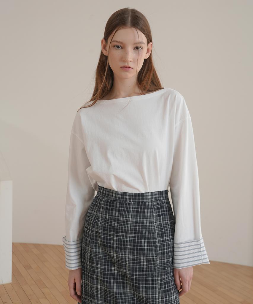 PAUL&ALICE Boat Neck Cuff Tee / 2 Colors