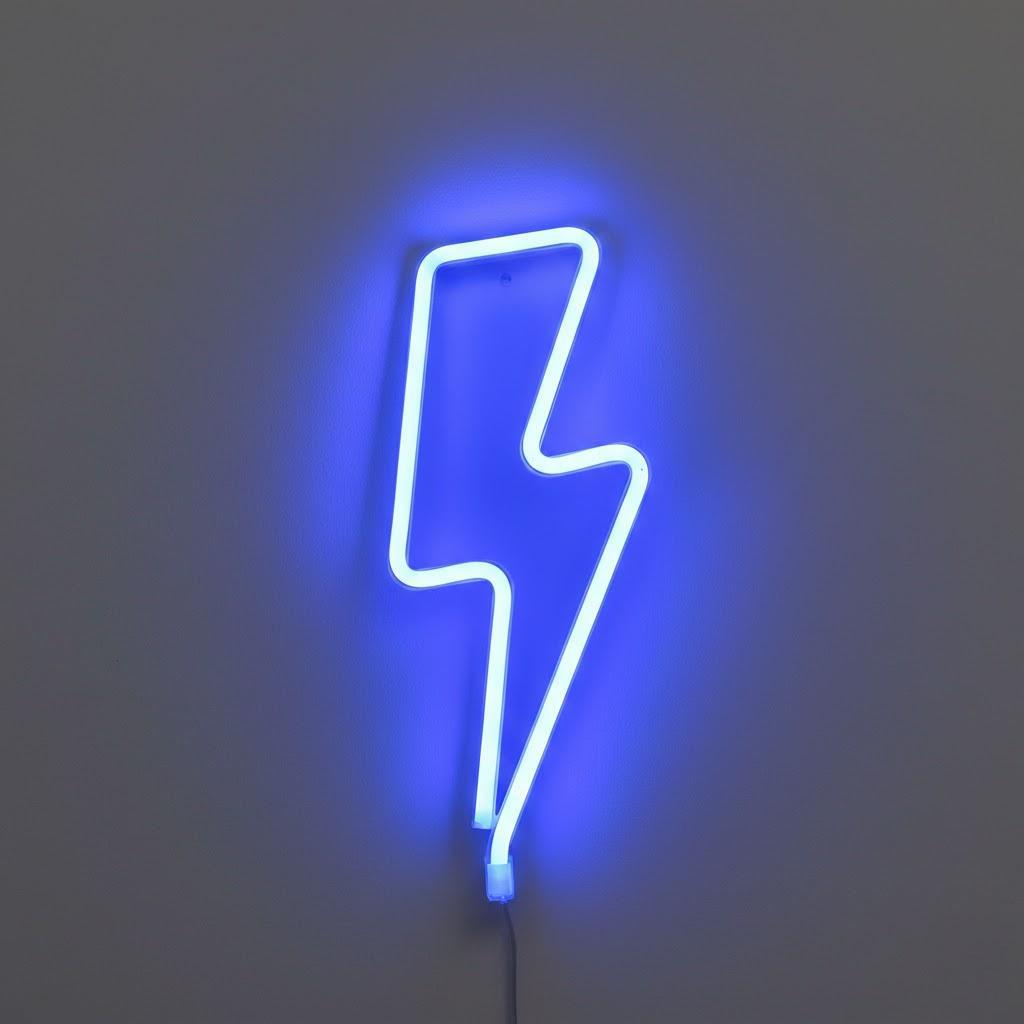 Creative LED Lightning Shape Festival Home Atmosphere Lamp Stylish Neon Style Multicolor Light Decor