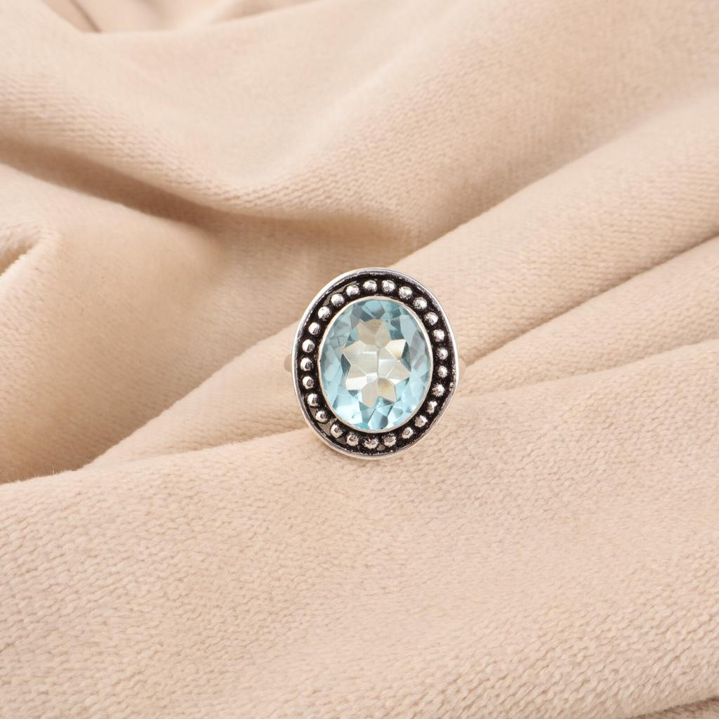 Sky Blue Topaz Gemstone 925 Sterling Silver Jewelry Ring Gift For Girlfriend RR-62-16
