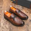 Men's Summer Casual Leather Shoes English Style Laid Back Comfortable Business Casual Driving Shoes Newly Wed Groom Shoes