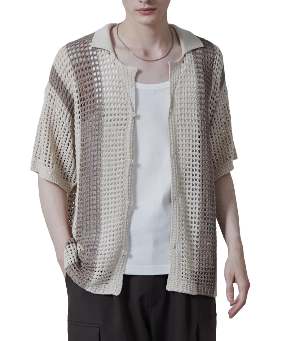 

WEGO Полосатая трикотажная футболка с коротким рукавом, летняя, свободного кроя, корейского размера, мужская, топ, одежда, посадка, повседневный, стиль, подарок, весна, лето, осень, M, Экрю