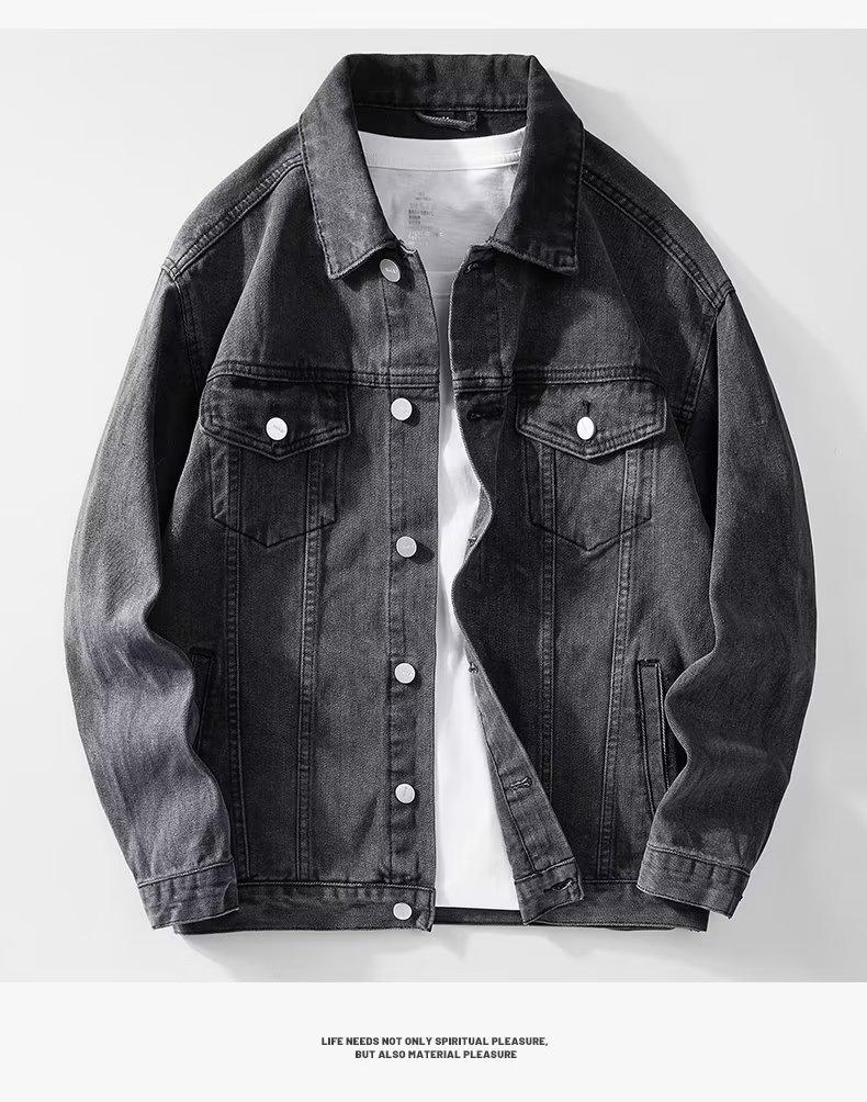 Men’s Solid Color Denim Jacket - Korean Style Trendy Casual Workwear for Youth and Boys