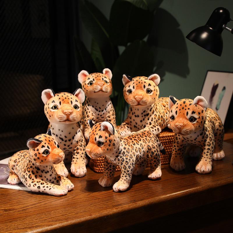 Peluche léopard réaliste à 3 positions, adorable modèle de guépard en peluche, décoration de chambre, cadeau idéal