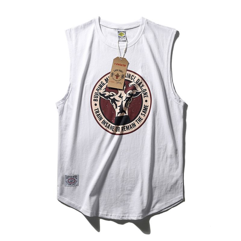 Fitness Vest Men's Summer Loose Training American Sports Wait Lifting Cotton Vest Men Hurdle Sleeveless T-shirt