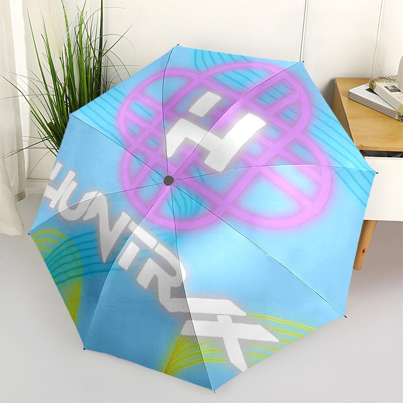 

1pc Huntrix Logo Automatic Folding Umbrella - Compact 8-Rib Design, Durable Plastic & Iron, Perfect Gift for Friends & Family, Outdoor Umbrella, Fashi