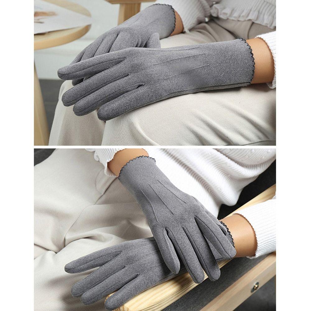 Thickened Warm Furry Gloves Thin Velvet Mittens Cashmere Gloves for Outdoor Cycling Driving