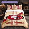 San Francisco 49ers Customized Name Text Bedding Set, 1 Duvet Cover & 2 Pillowcases Personalized Bedroom Gift