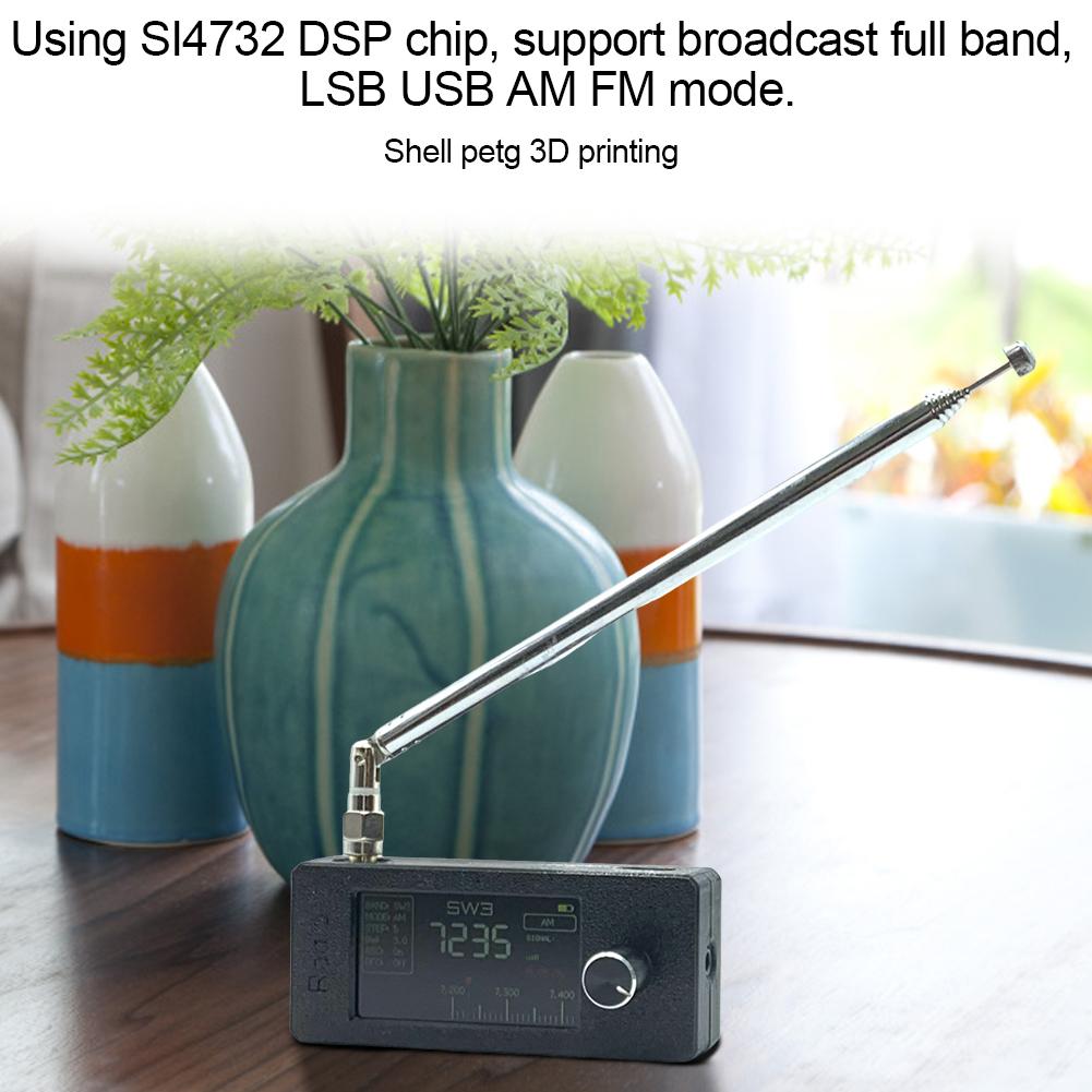 SI4732 0.5-108mhz Portable Radio 1.9inch IPS Screen All Band Radio Receiver with Telescopic Antenna HF SW MW VHF Radio