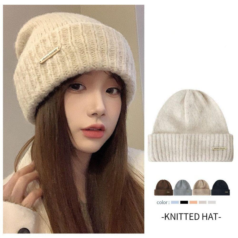 

Wool Hat Crochet Basin Cap Warm Cap Knit Beanie Sweet Knitted Hat Girls сірий