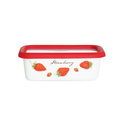 Fuji Enamel Strawberry Shallow Rectangular Container, Small, 0.45L, STB-S