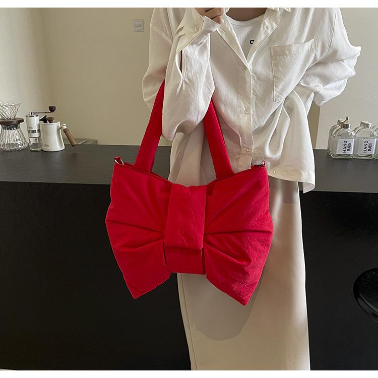 Fashi Nyl Women's Shoulder Bags Casual Solid Color Bowknot Ladies Messenger Bag Simple Versatile Female Underarm Bags