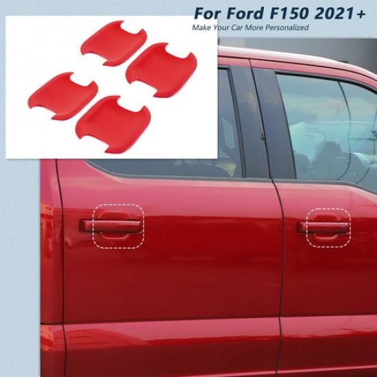 Exterior Door Handle Bowl Cover Trim Bezels For Ford F150 2021+ Red Accessories
