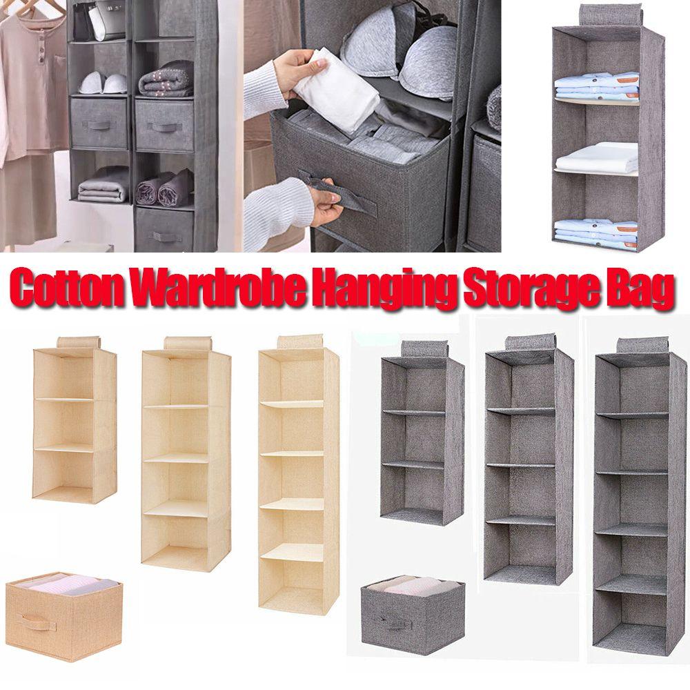 Closet Container Drawer Cotton Wardrobe Storage Bags Hanging Storage Pouch Clothes Organizer