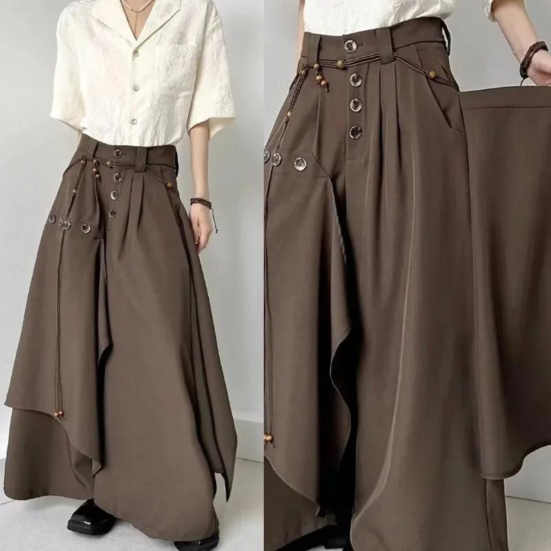 Autumn Fashion Button Skirt Pants Wide Leg Pants Loose Casual All-Match Trousers Ladies Pants