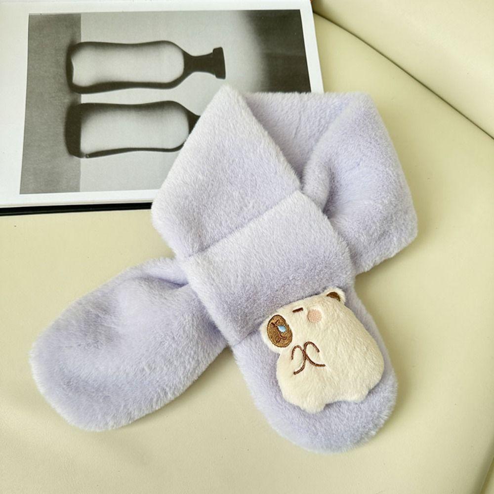 

2 шт. плюшевый шарф Kawaii Kapibala с имитацией меха кролика, теплый шейный платок для улицы красный