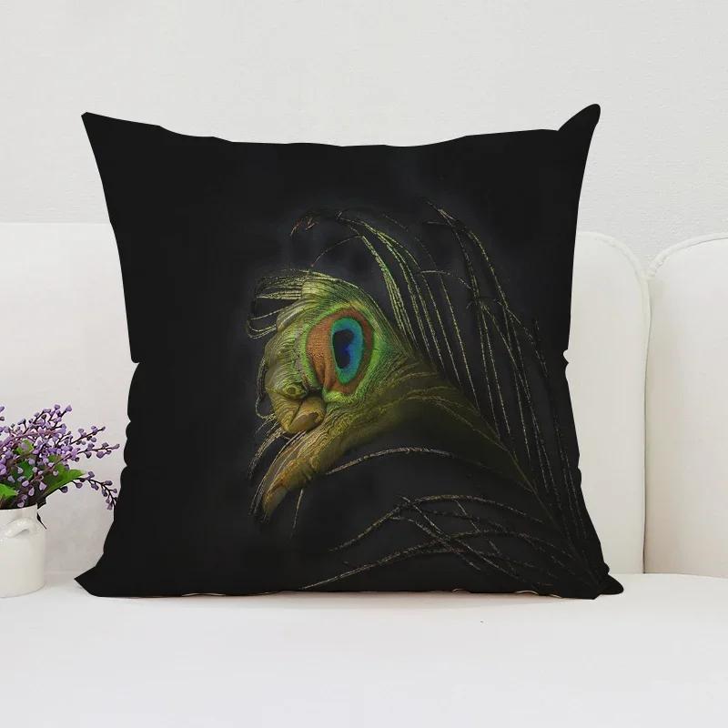 Peacock Feathers Cushion Cover 50X50Cm Decorative Pillowcase Decor 40X40 45X45 Cushions Covers For Bed Pillows Pilow Cases Sofa