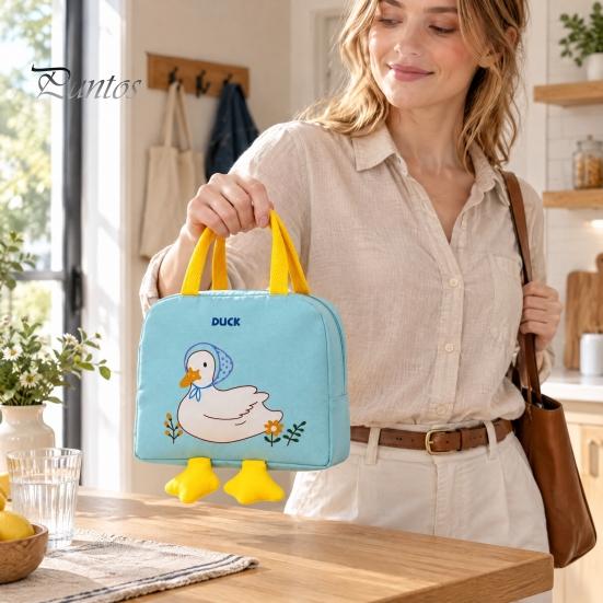 Reusable Lunch Essentials for Adults Yellow Duck Insulated Bag, Durable Waterproof Oxford Cloth Thermal Lightweight Travel Meal Carrier Tote,