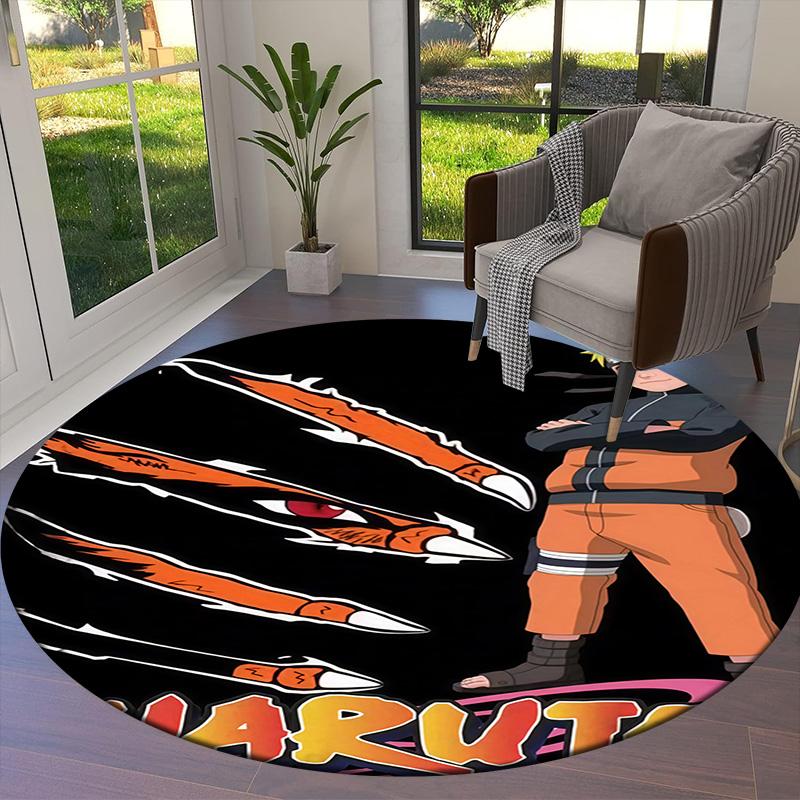 Naruto Fire Sage Mode Round Area Rug Carpet Rug For Living Room Bedroom Sofa Playroom Decor Nonslip Floor Mat
