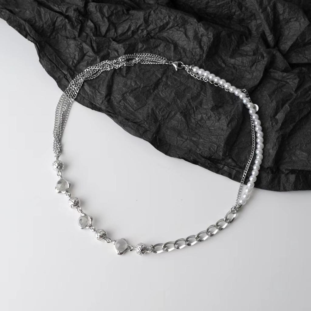 ins style design versatile necklace women's opal pearl splicing collarbone chain neck chain pendant jewelry