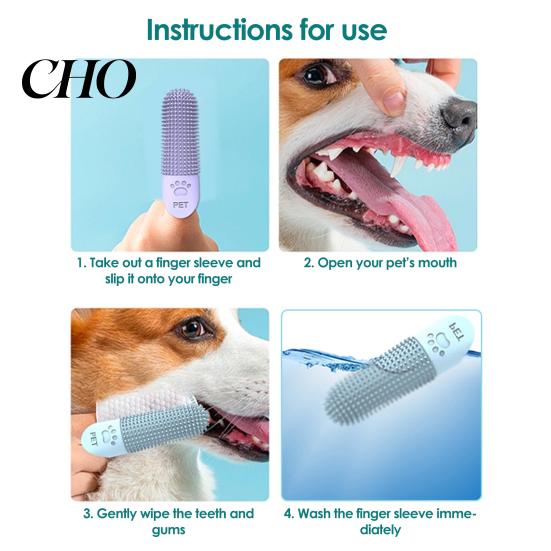 Finger Toothbrush for Pets Pet Silicone Soft Bristles Dog Cover Teeth Cleaner Dogs Cats Puppies Rabbits Gently Removes Plaque
