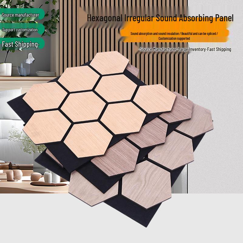 Hexagonal Wooden Sound Absorbing Panels for Decorative Wall Insulation