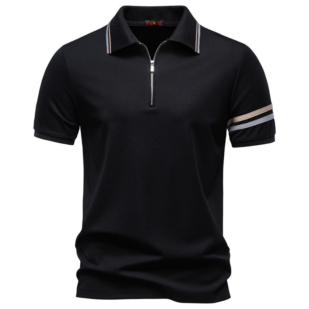 2026 Summer New Collar Zipper Polo Shirt Business Casual Men's Short Sleeves