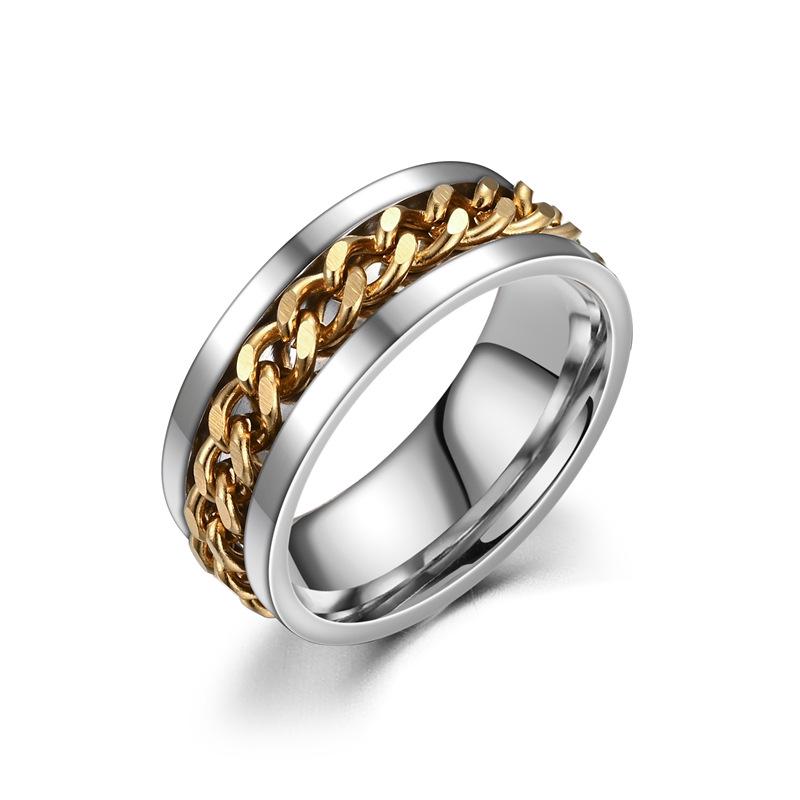 Trendy Titanium Steel Rotatable Chain Ring for Men - Hip Hop Couple Style Jewelry